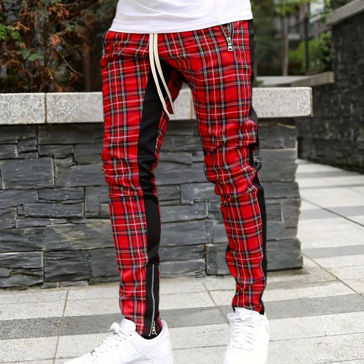 Herren Karierte Hose – Bequeme Casual Hosen für Männer mit Reißverschlusstaschen