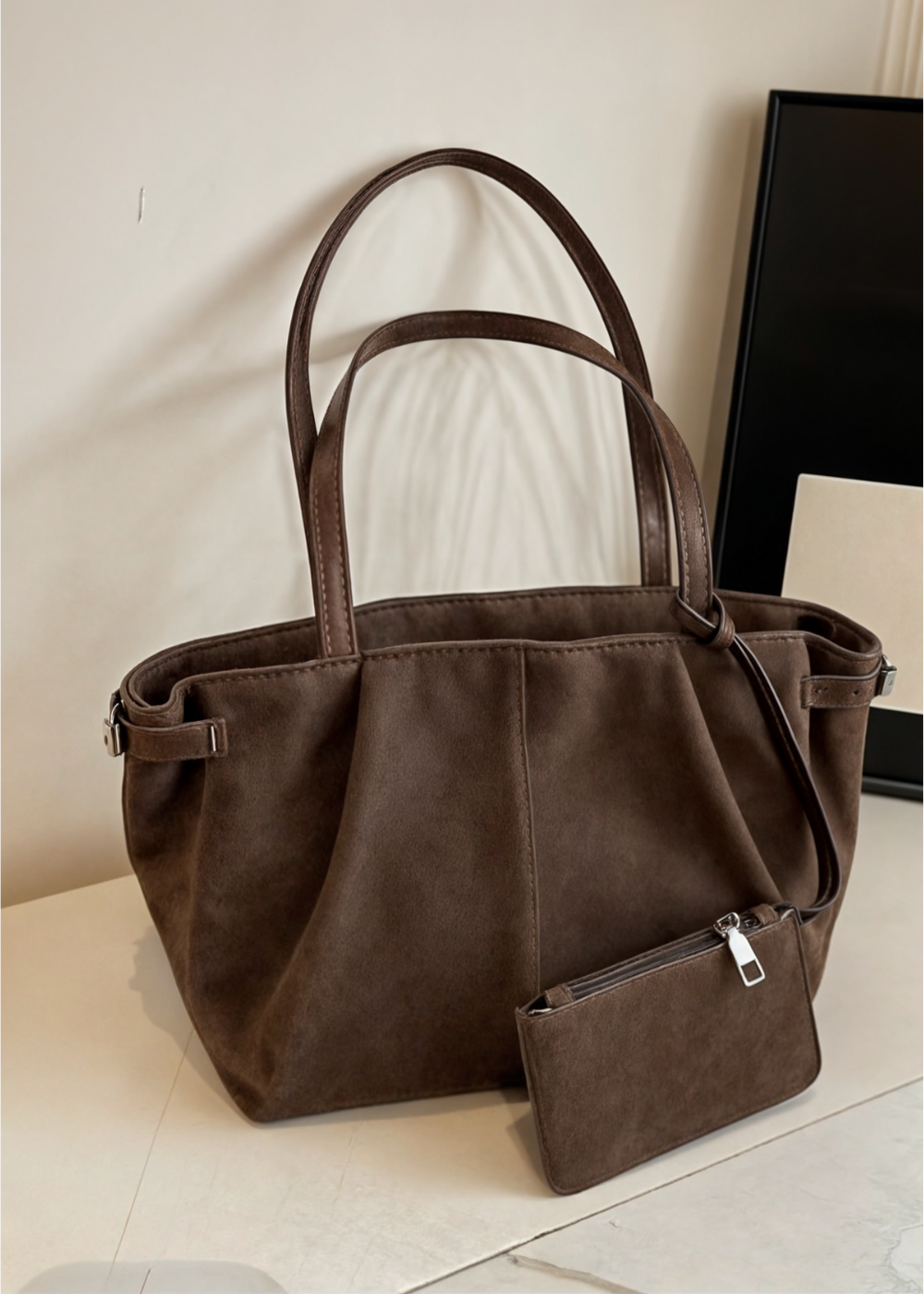 Handtasche Damen – Große Schultertasche mit Reißverschluss