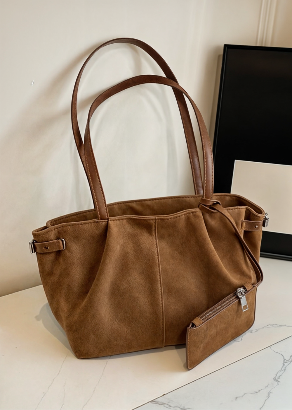 Handtasche Damen – Große Schultertasche mit Reißverschluss
