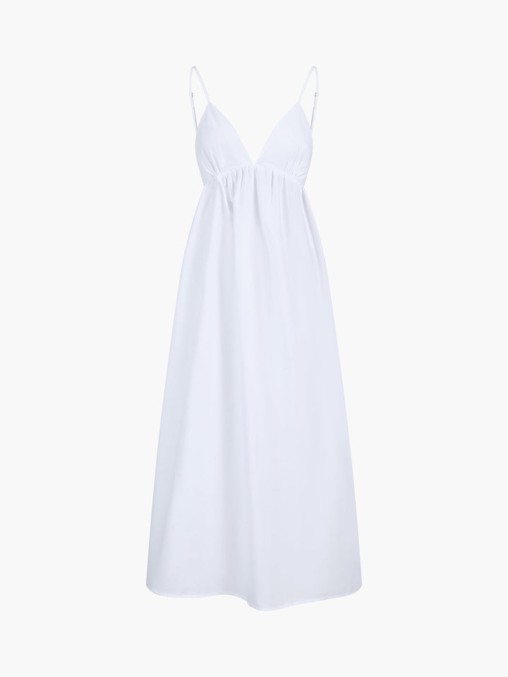 Maxi summer dress made of cotton with open back – Elegant & airy