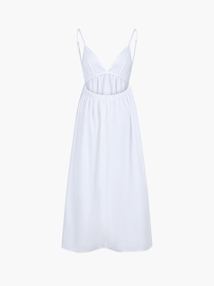 Maxi summer dress made of cotton with open back – Elegant & airy