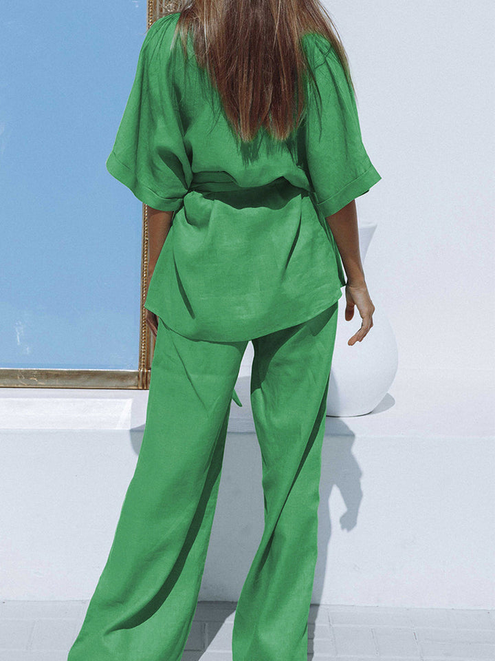 Two-piece oversized linen set – breathable cotton-linen blend