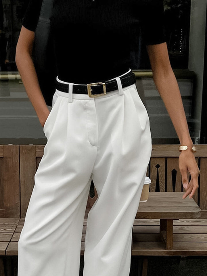 Women's High-Waist Wide Pants – Elegant & Comfortable, Without Belt