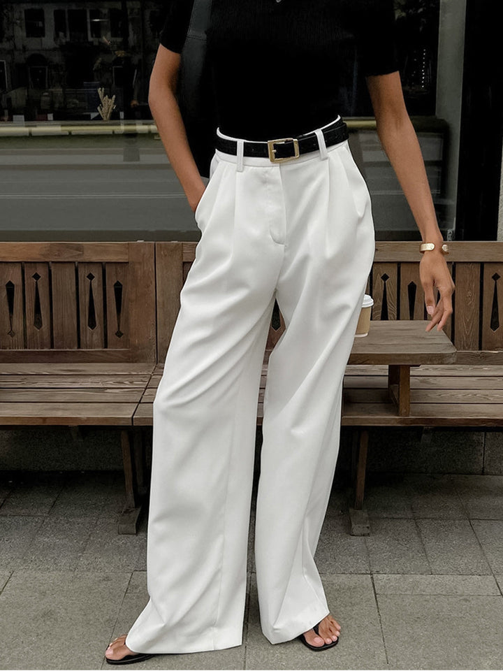Women's High-Waist Wide Pants – Elegant & Comfortable, Without Belt