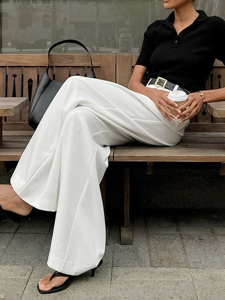 Women's High-Waist Wide Pants – Elegant & Comfortable, Without Belt
