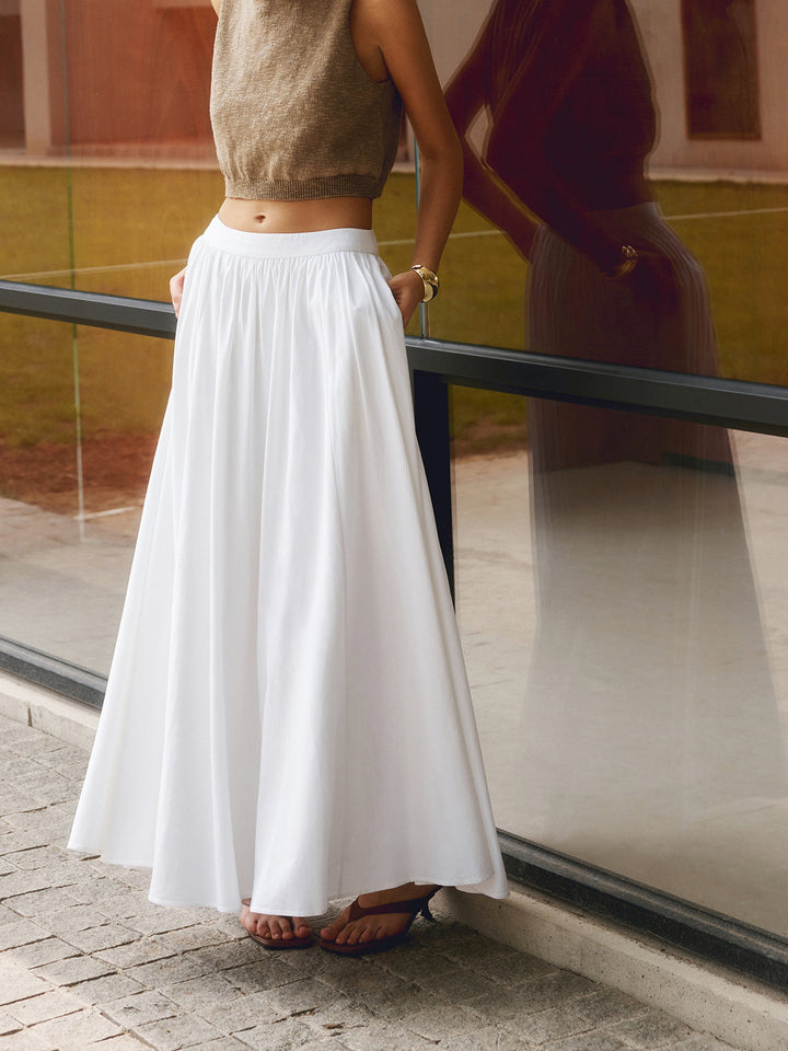 Linen Pleated Skirt Maxi – High-Quality Summer Skirt Made of Linen Blend
