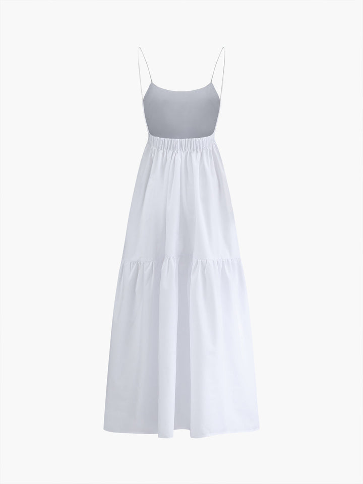 Elegant Backless Maxi Dress – Sleeveless, Deep Neckline