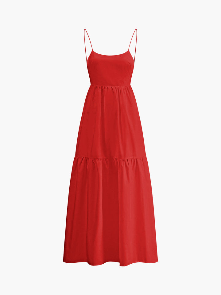 Elegant Backless Maxi Dress – Sleeveless, Deep Neckline