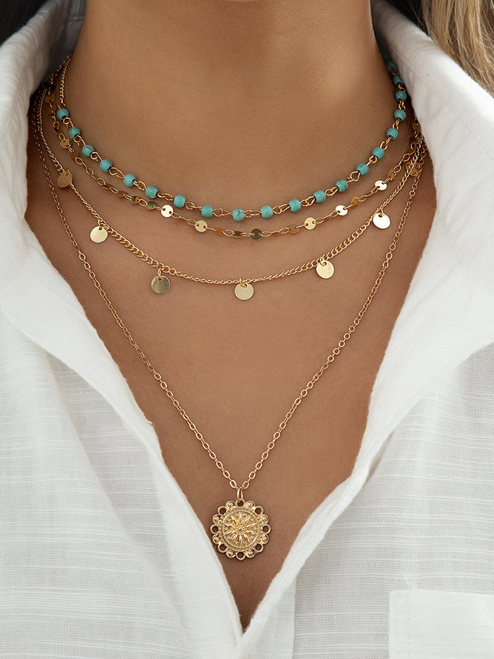Boho Turquoise Multi-Layer Necklace – Adjustable Statement Jewelry