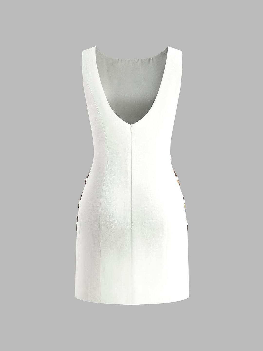 Linen Blend Cutout Mini Dress – Sleeveless O-Ring Summer Dress