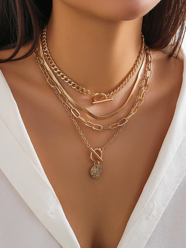 4-piece chunky stacking necklace – trendy statement jewelry