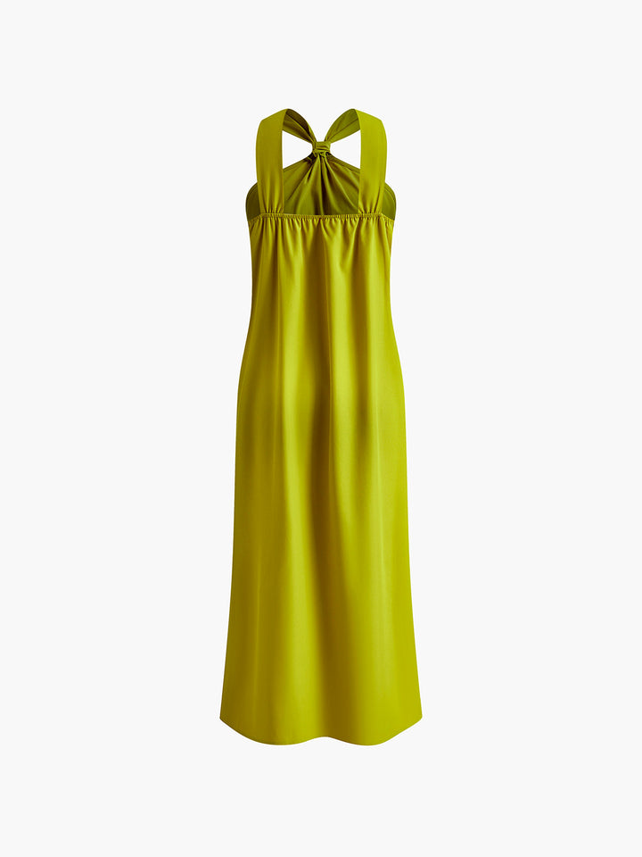 Maxi summer dress with halter neck & leg slit – elegant & airy