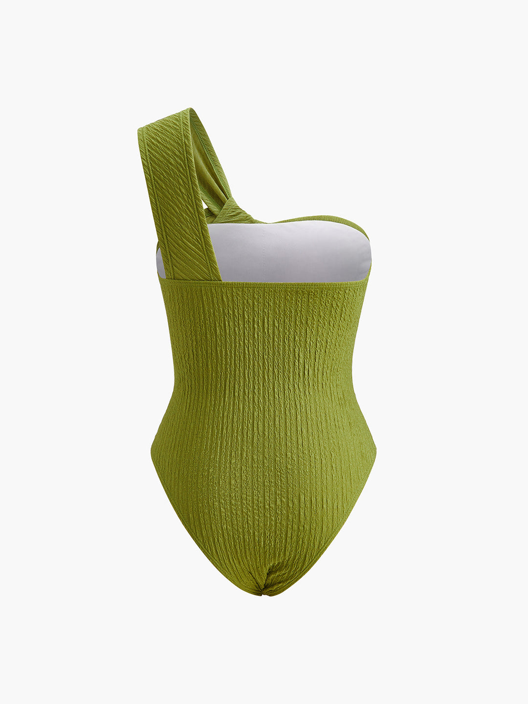 Asymmetric swimsuit with twist & ruching – figure shaping