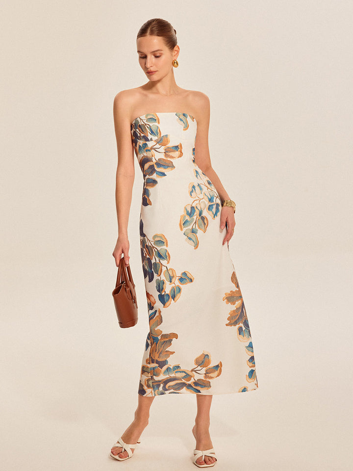 Off-shoulder maxi dress with floral pattern – Elegant summer dress
