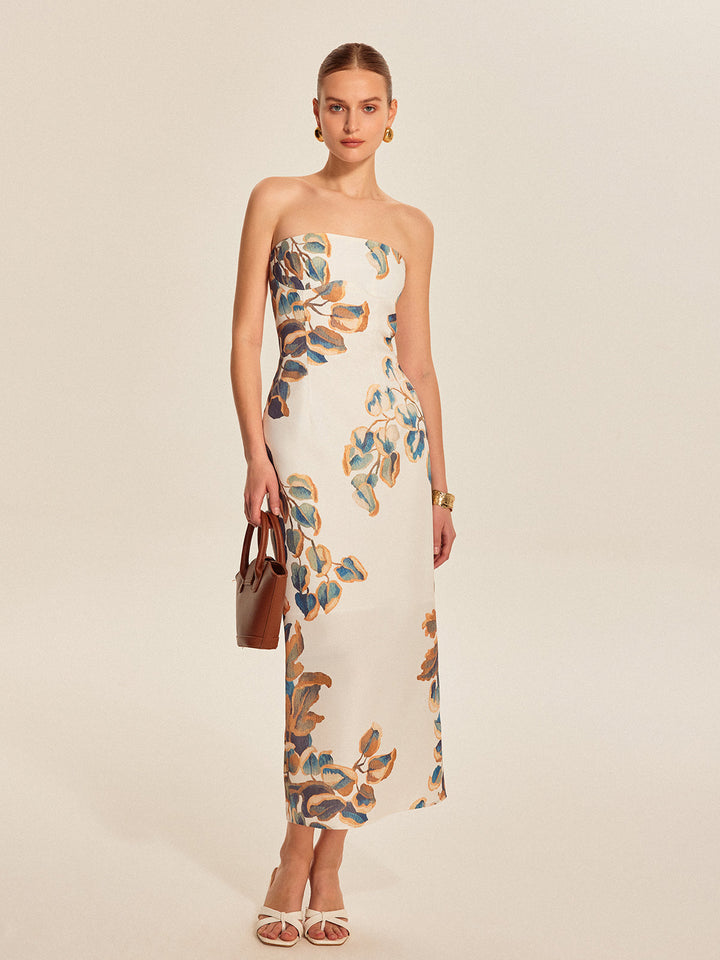 Off-shoulder maxi dress with floral pattern – Elegant summer dress