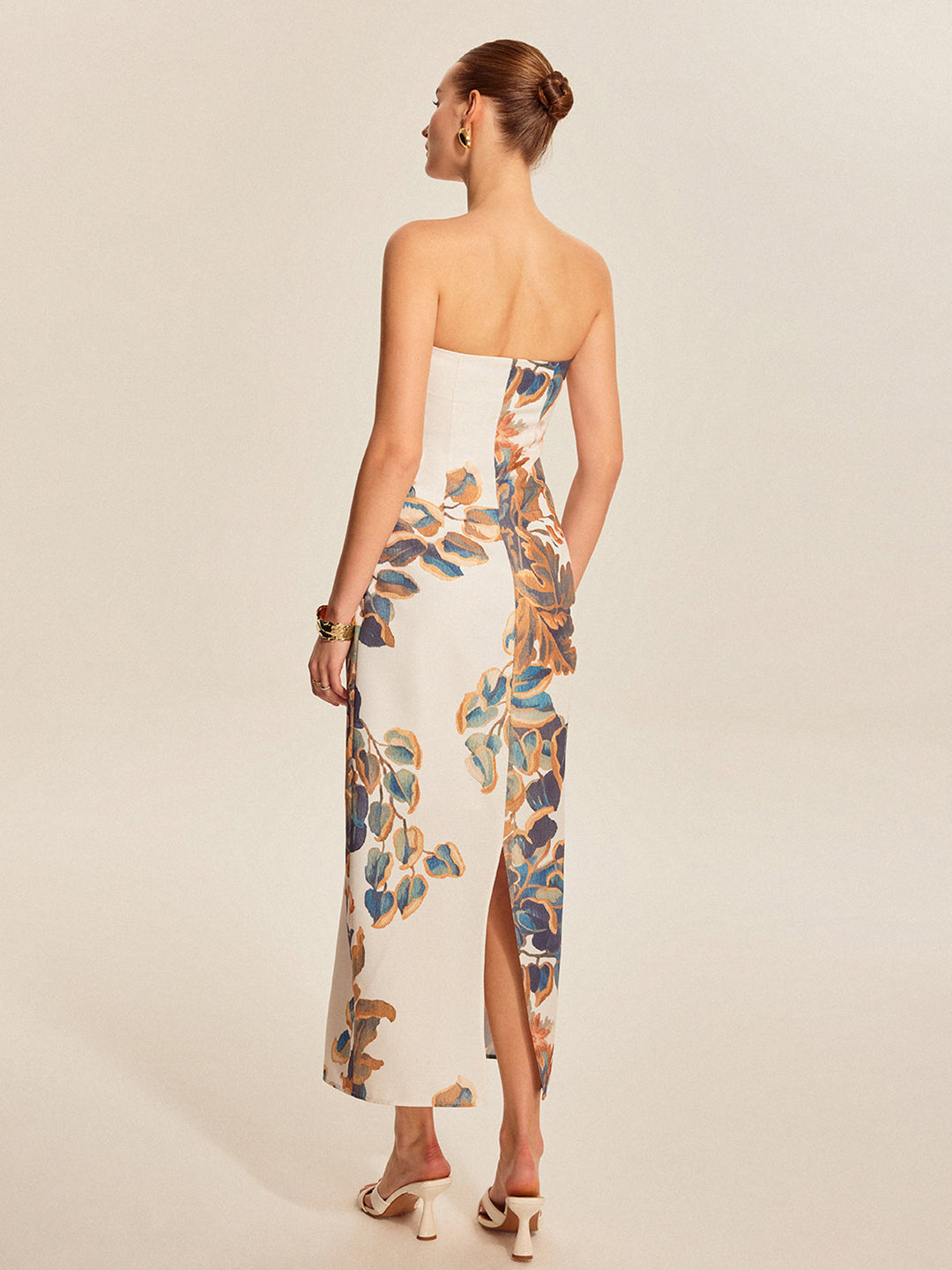 Off-shoulder maxi dress with floral pattern – Elegant summer dress