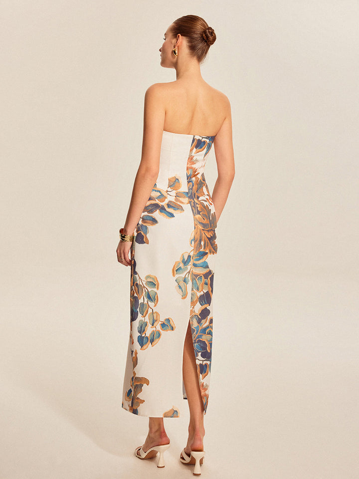 Off-shoulder maxi dress with floral pattern – Elegant summer dress