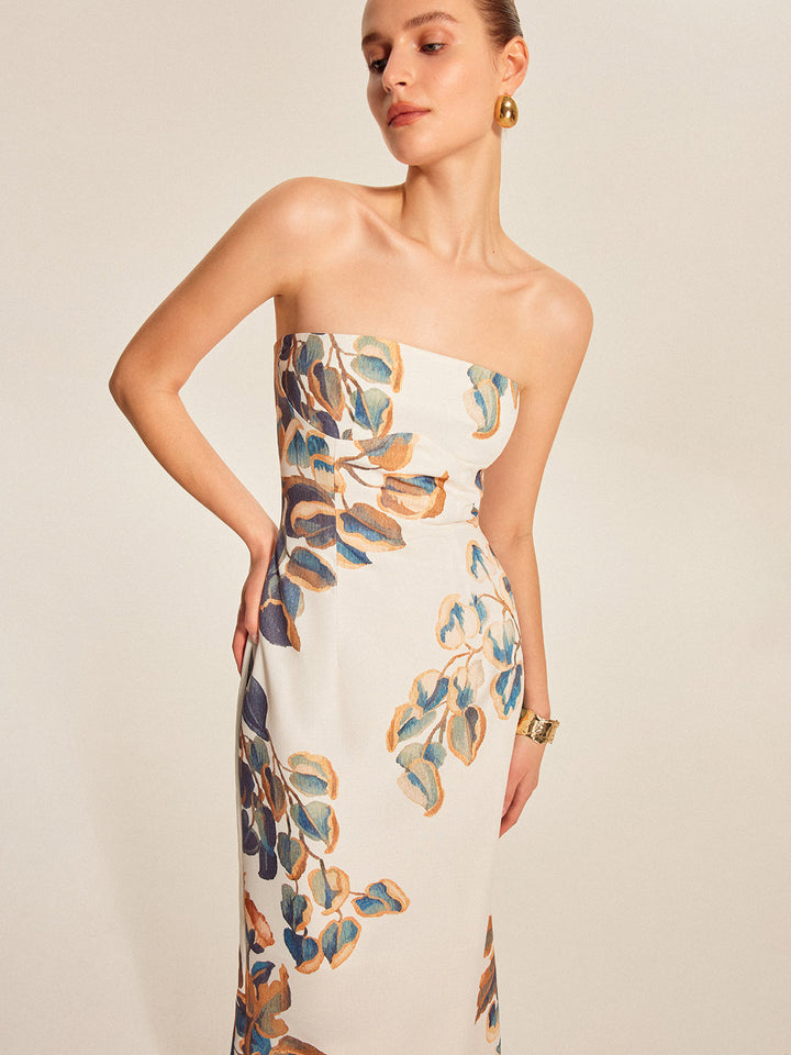 Off-shoulder maxi dress with floral pattern – Elegant summer dress