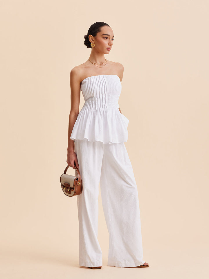 Wide cut cotton pants