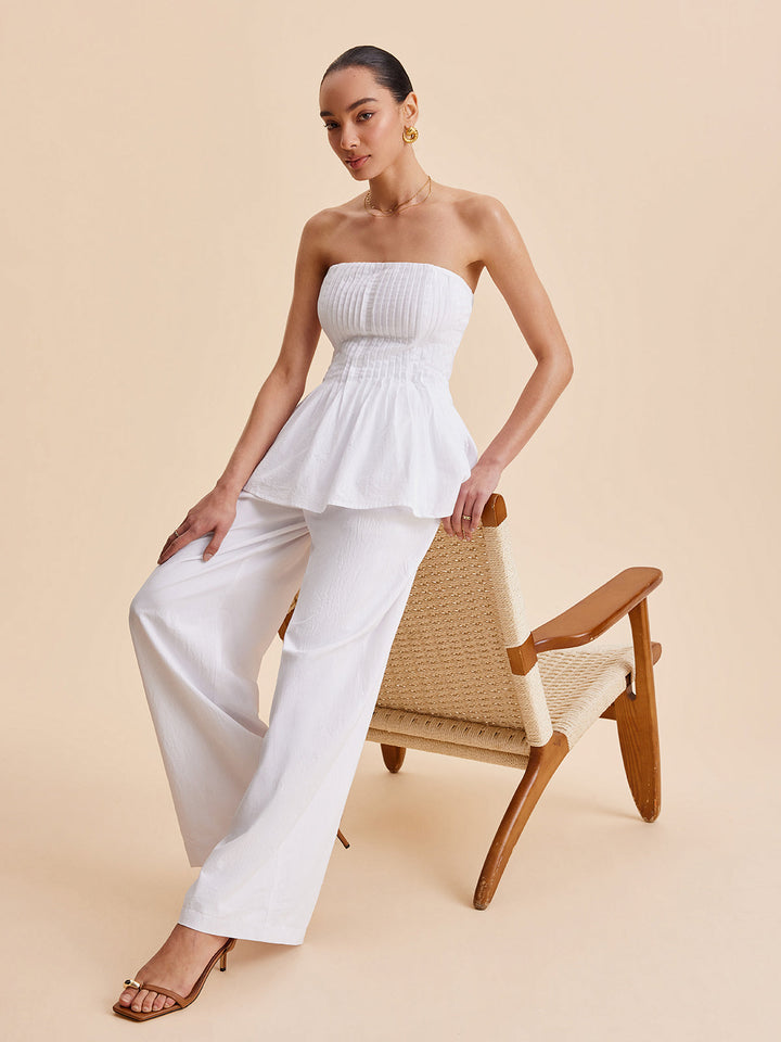 Wide cut cotton pants
