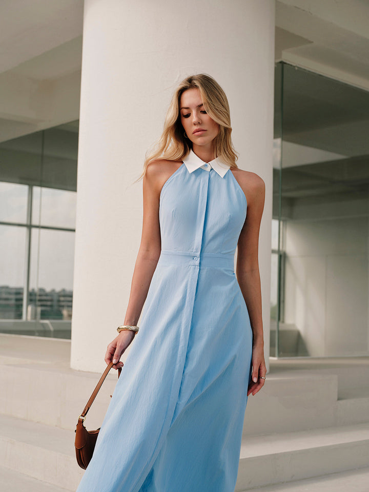 Sleeveless maxi shirt dress with buttons