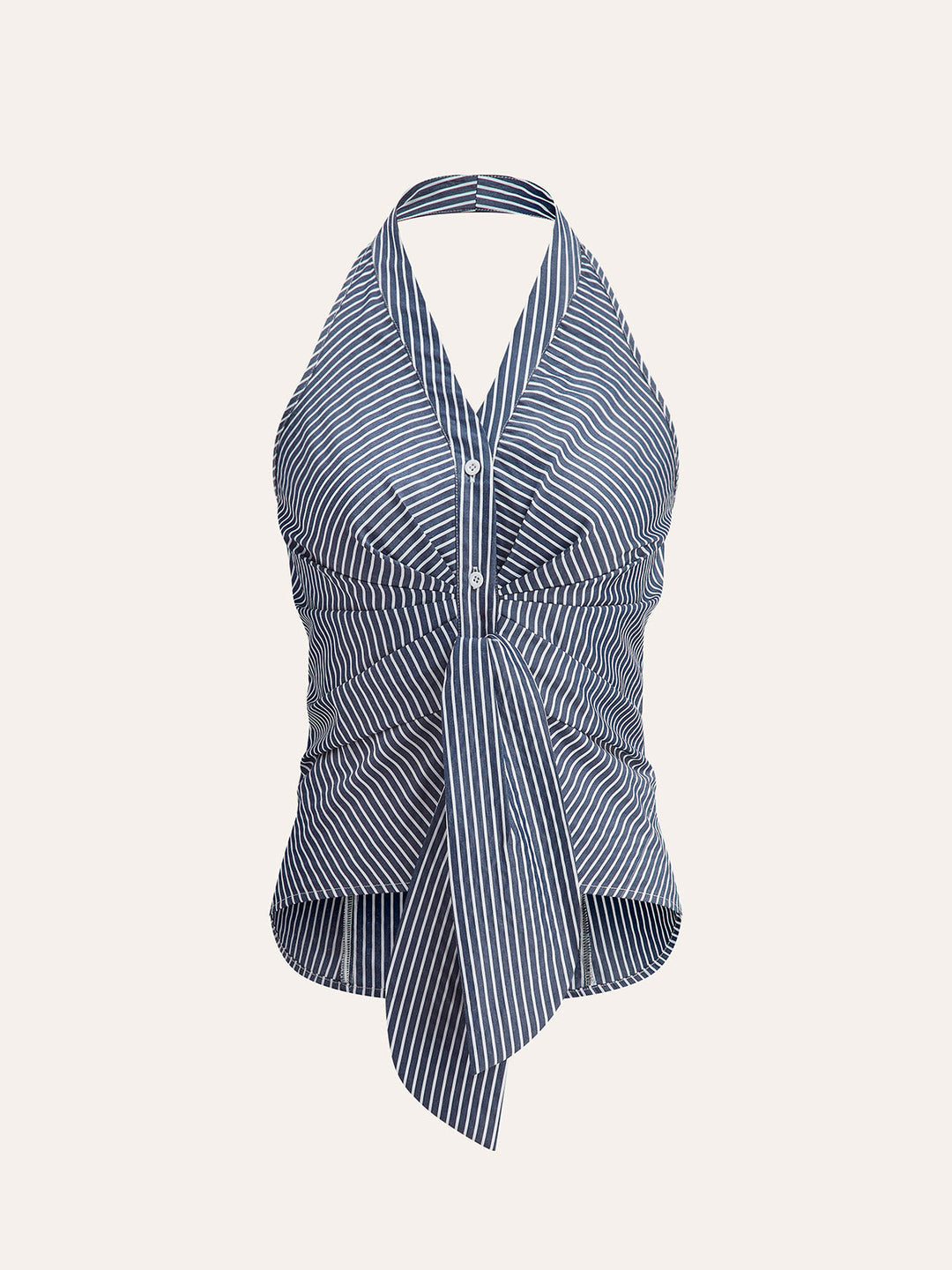 Striped Halter Top Women – Summer Crop Top with V-Neckline