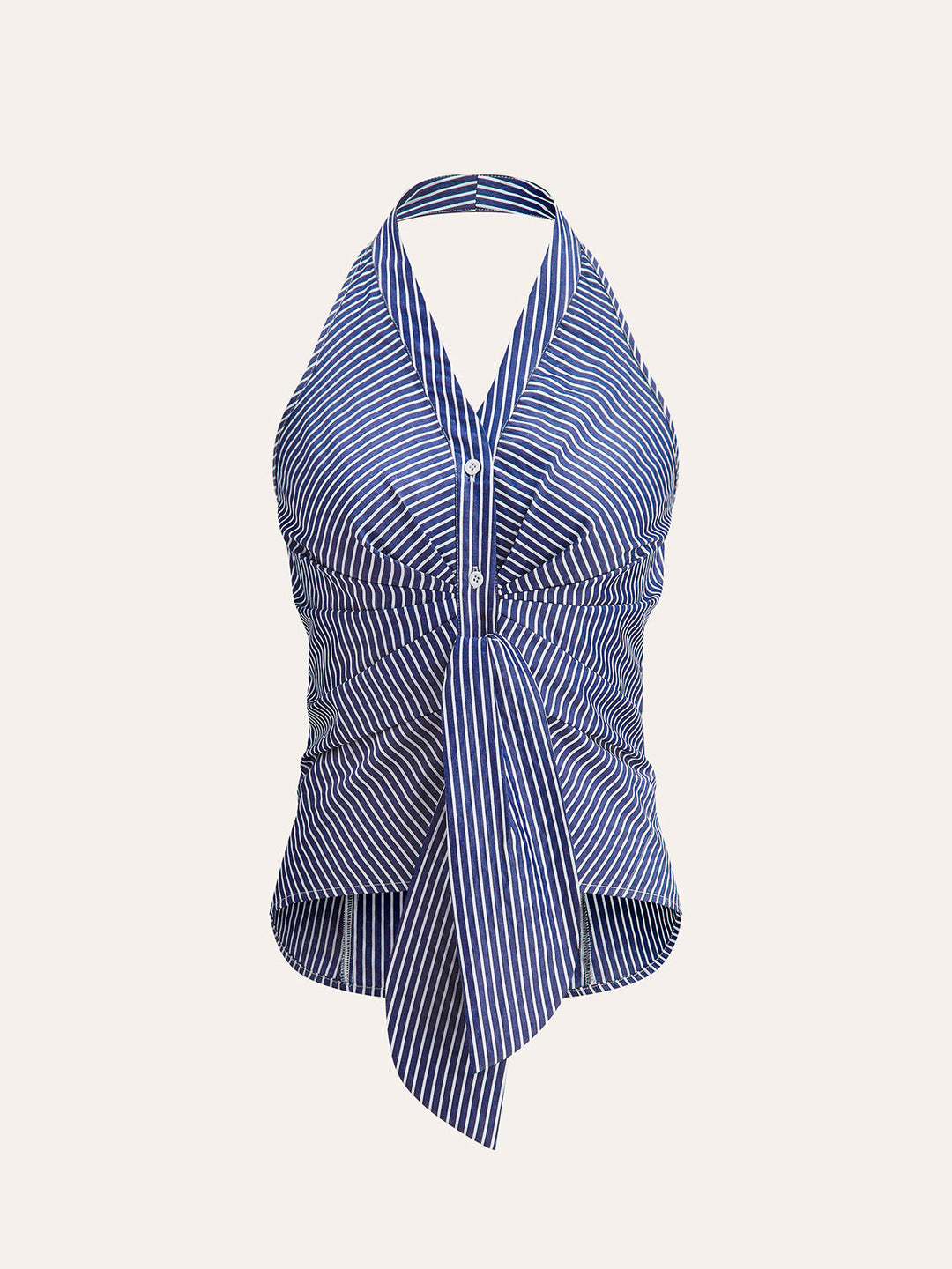 Striped Halter Top Women – Summer Crop Top with V-Neckline