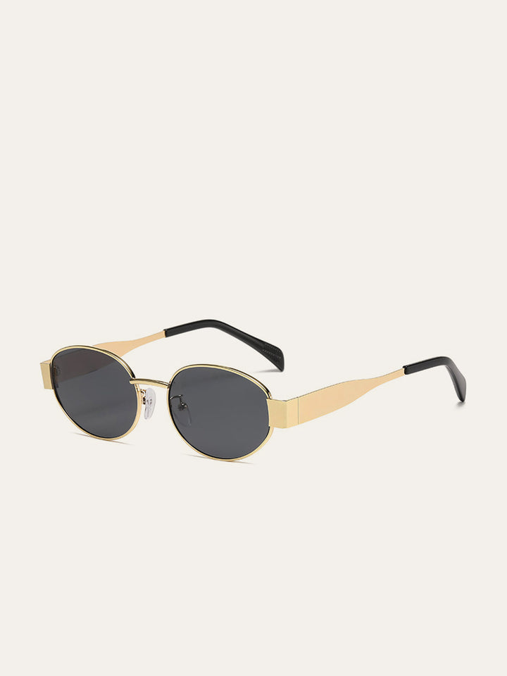Oval sunglasses with gold rim – Elegant UV protection women's glasses