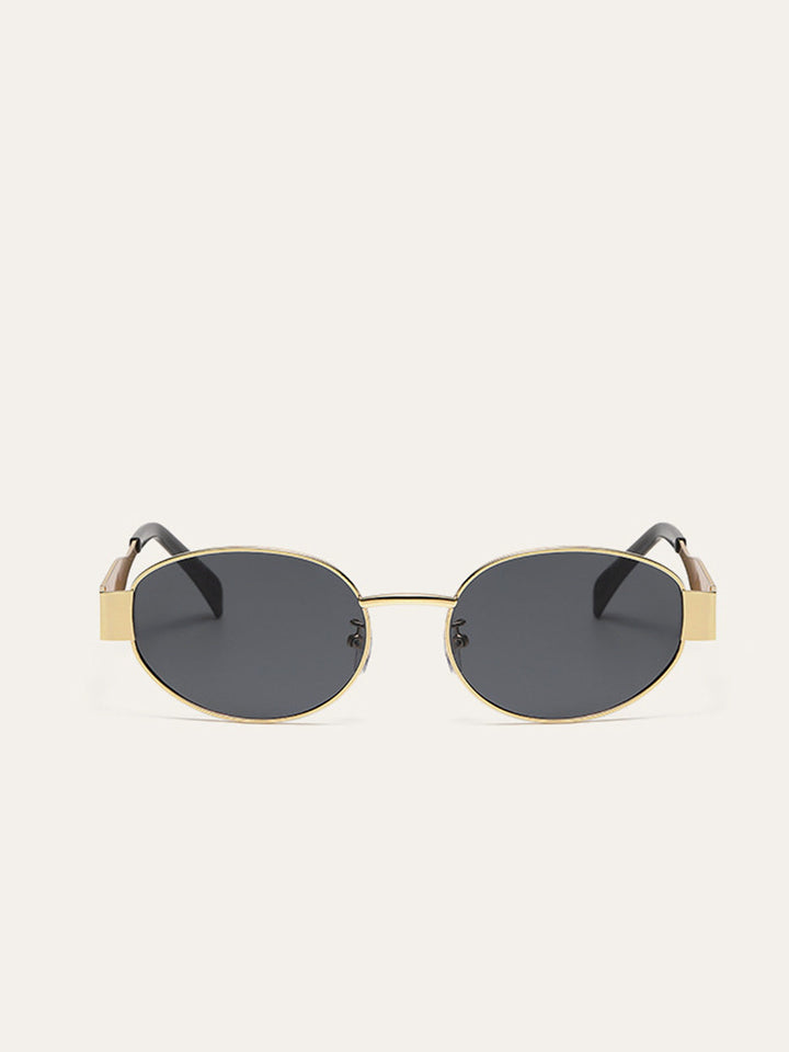 Oval sunglasses with gold rim – Elegant UV protection women's glasses