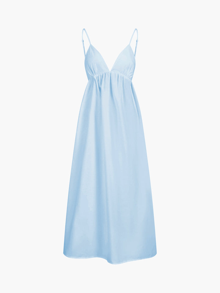 Maxi summer dress made of cotton with open back – Elegant & airy