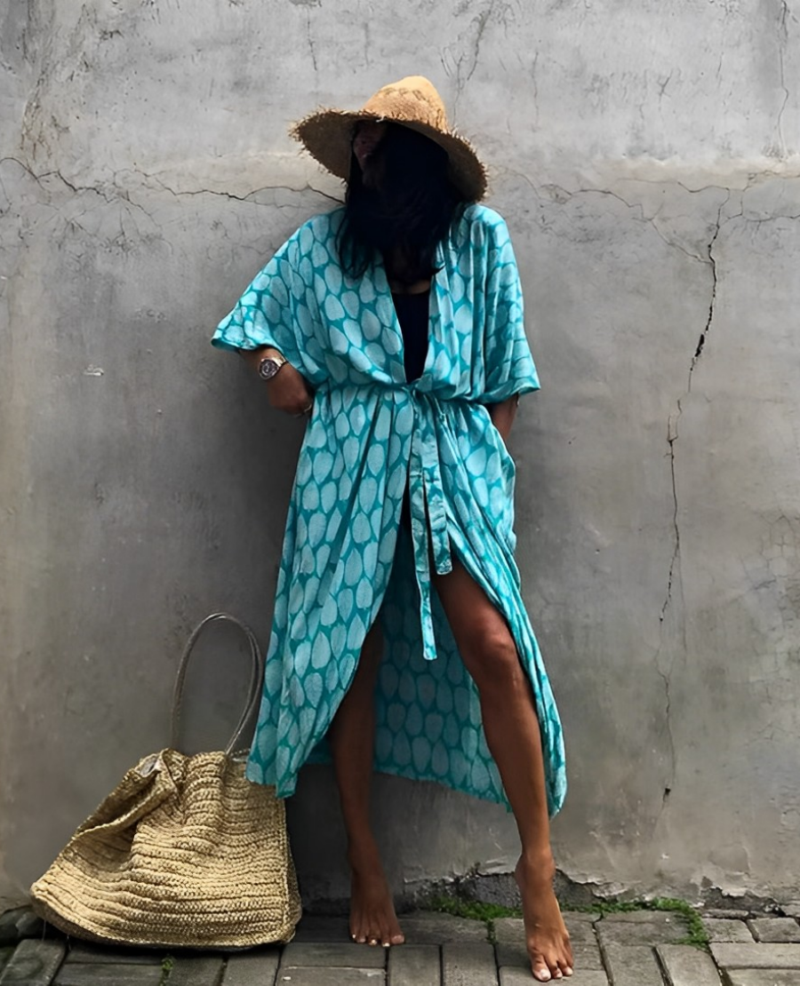 Resort Linen Beach Kimono – Women's Light Beach Cover-Up