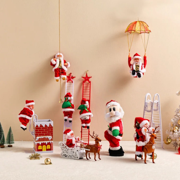 Beweglicher Weihnachtsmann Mit Licht & Sound für Weihnachtsdekoration – 33-38 cm, Innenbereich, Kletter-Spielzeug 1