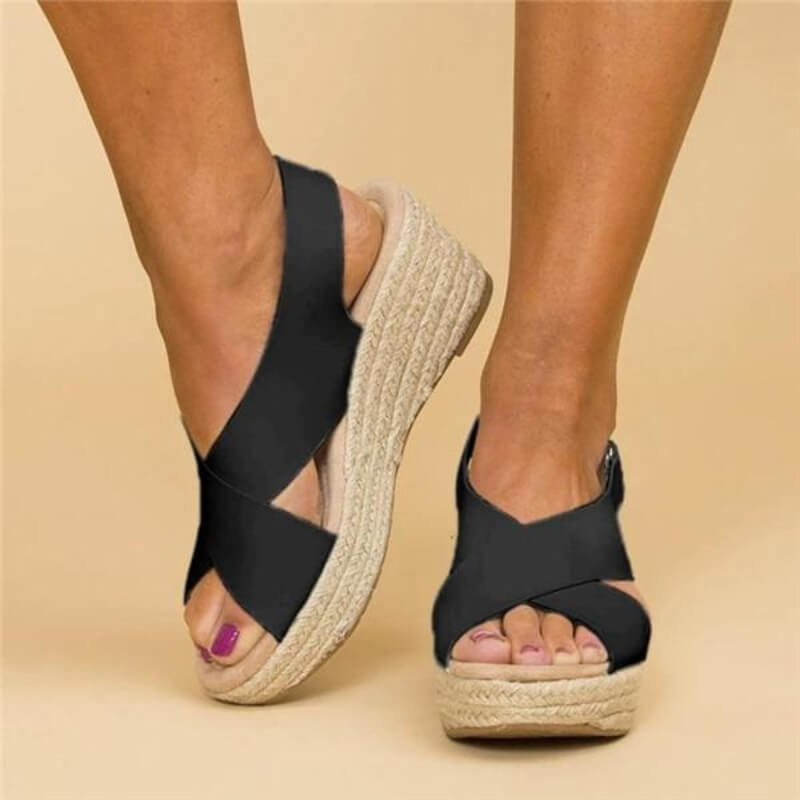 Sandales espadrilles en cuir vegan avec confort de soutien