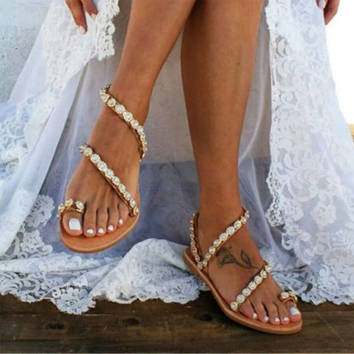 Sandales pour femmes – Style Boho – Avec perles et dentelle – Design d'été
