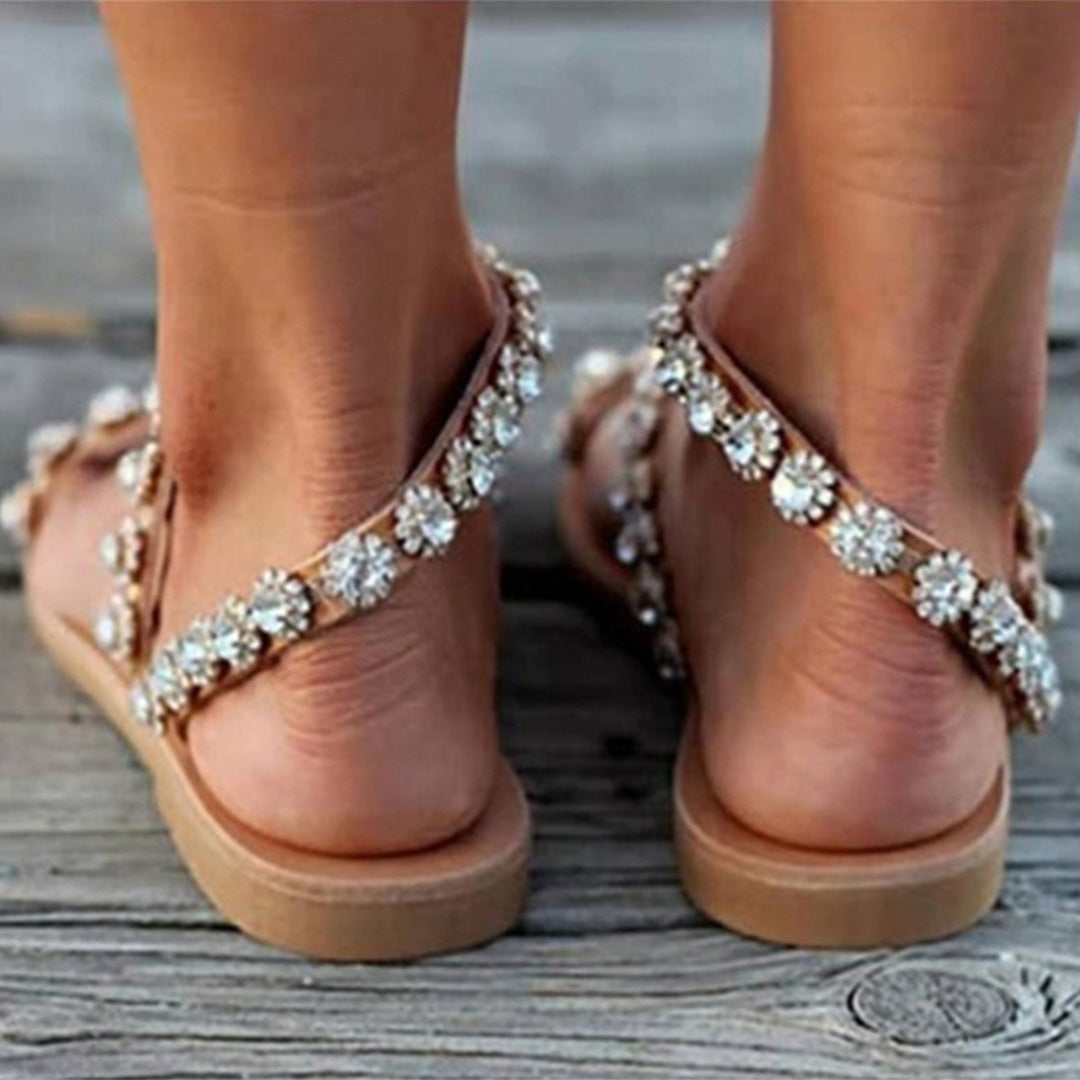 Sandales pour femmes – Style Boho – Avec perles et dentelle – Design d'été