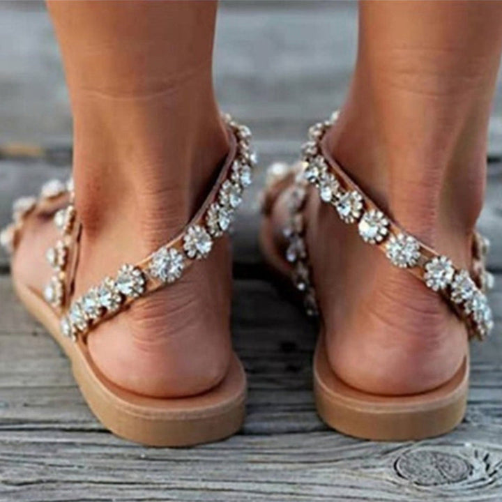 Sandales pour femmes – Style Boho – Avec perles et dentelle – Design d'été