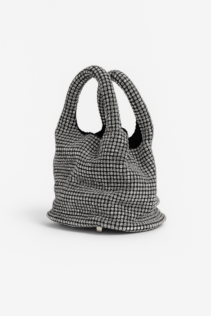 Glitzernde Strass Abendtasche Damen – Mini Clutch mit Schulterkette