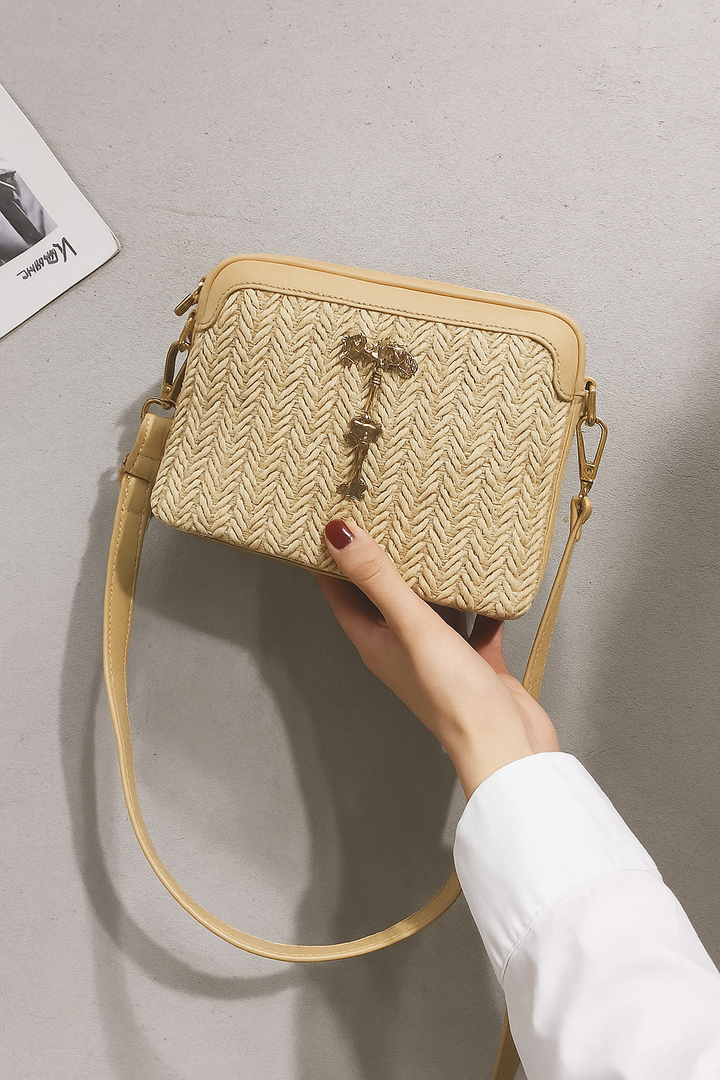 Boho Strohumhängetasche Damen – Handgefertigte Crossbody Tasche Sommer 2025