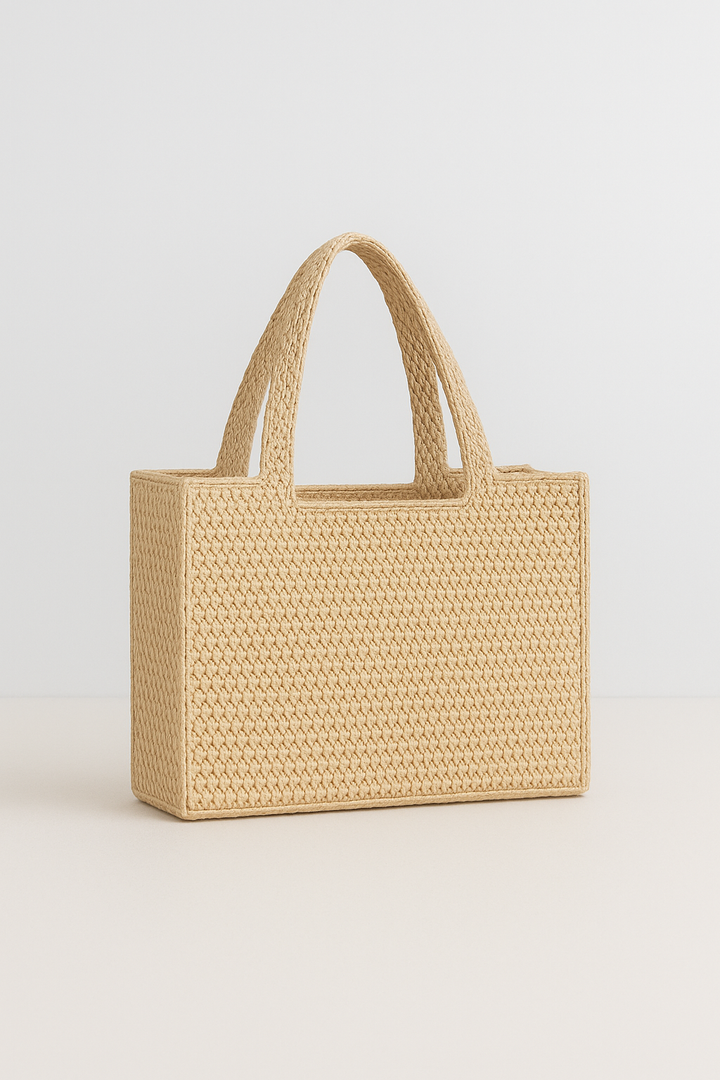Luxus Raffia Strandtasche Damen – Handgefertigte Tasche mit Ledergriffen