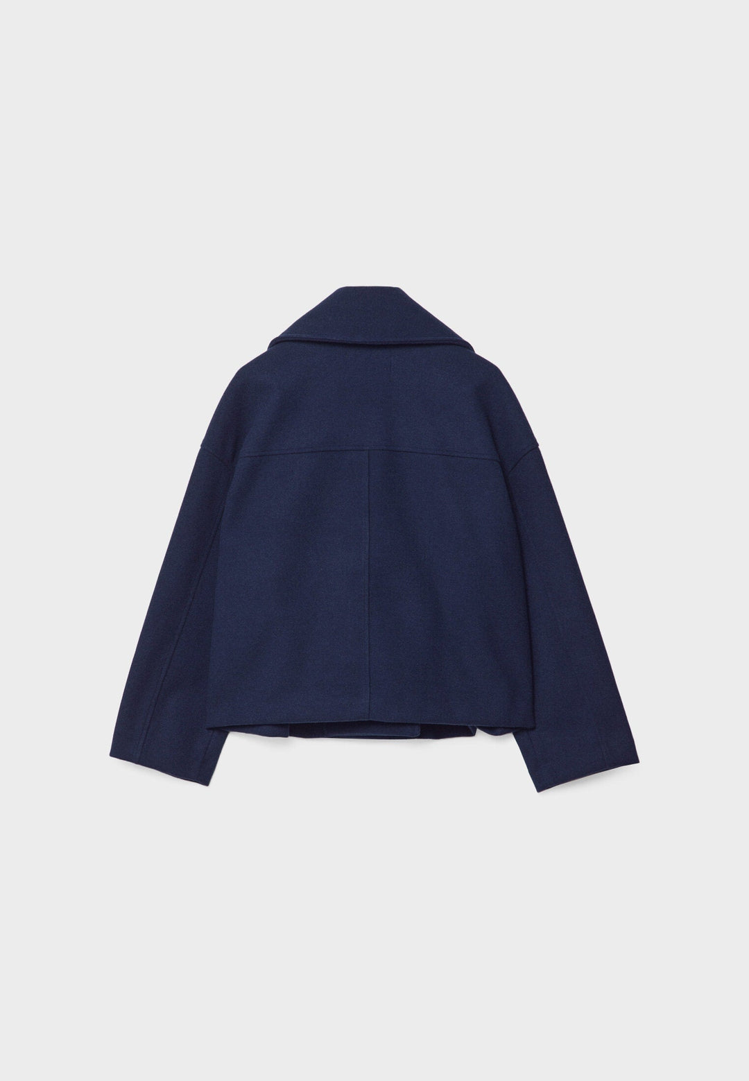 Short women's coat with double row of buttons made of vegan leather