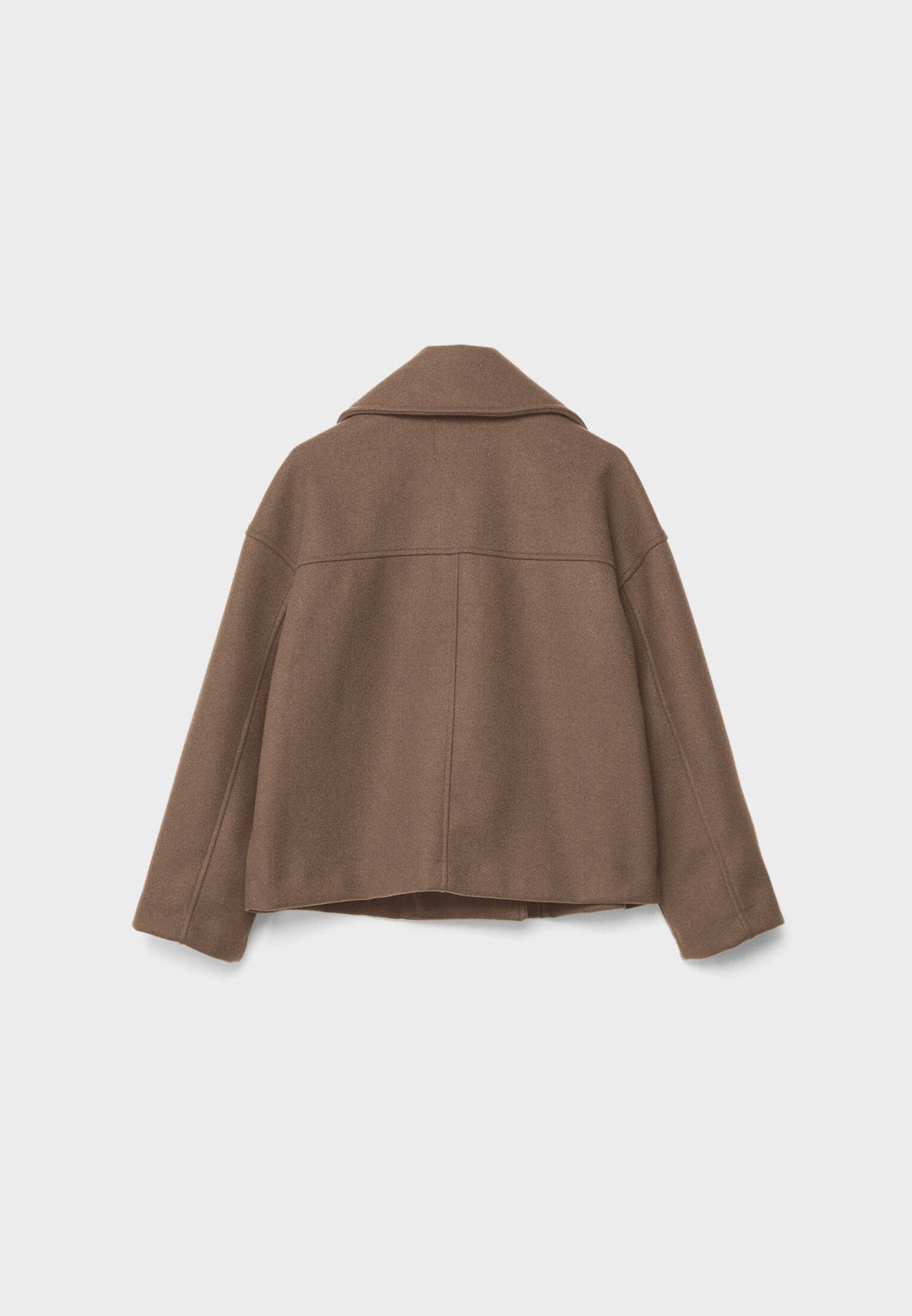 Short women's coat with double row of buttons made of vegan leather