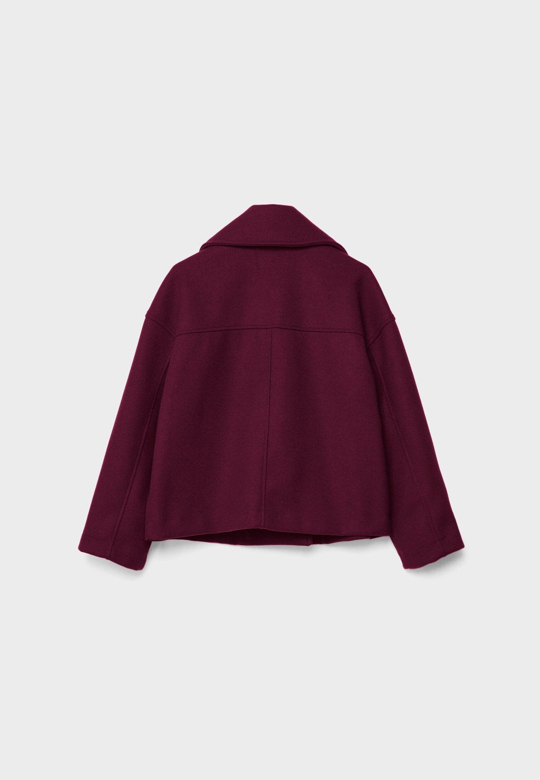 Short women's coat with double row of buttons made of vegan leather