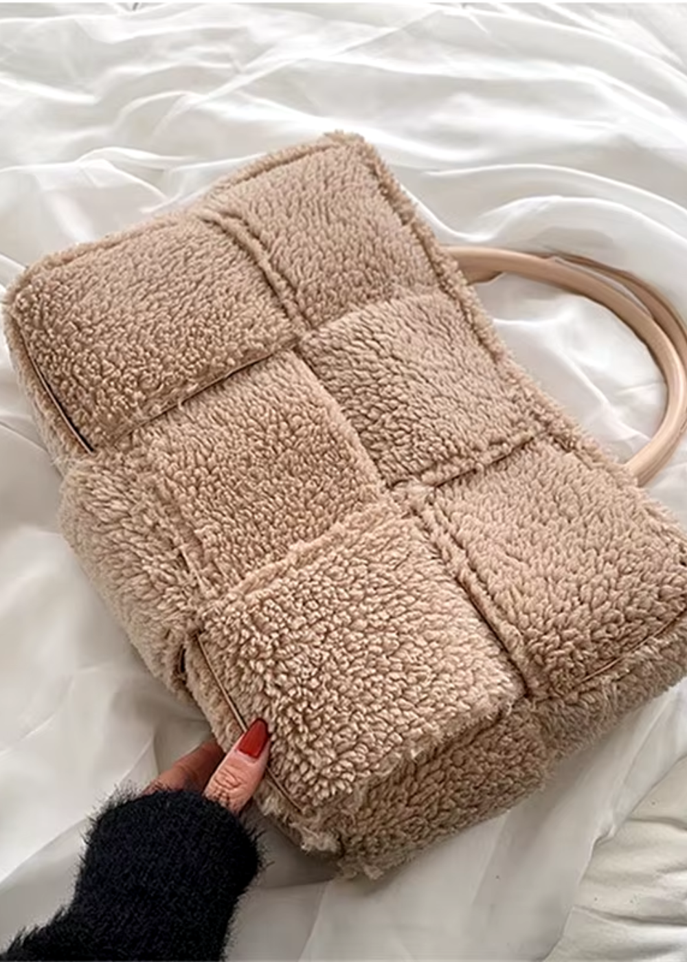Handtasche Damen – Weiche Tasche mit Reißverschluss – Plüsch