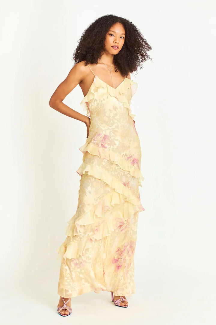 Elegant sleeveless maxi dress – flowing, summer wedding dress