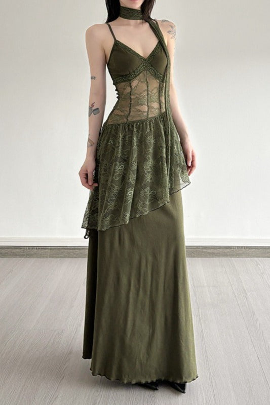 Damen Abendkleid Mit Spitze Maxi Länge 0