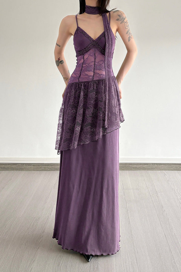 Damen Abendkleid Mit Spitze Maxi Länge 6