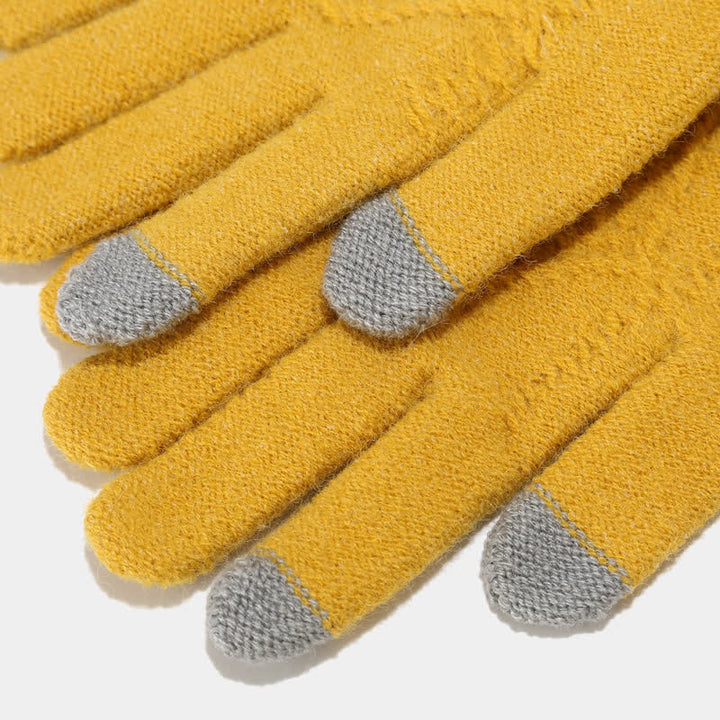 Damen Accessoire-Set Strickmütze Schal Handschuhe Hochwertiger Strickstoff Elegant