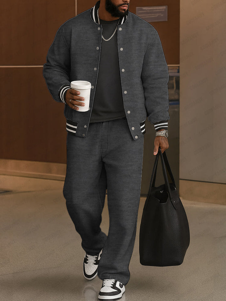 Damen Anzug Set Jacke und Hose mit Streifenbesatz für Sportbekleidung 1