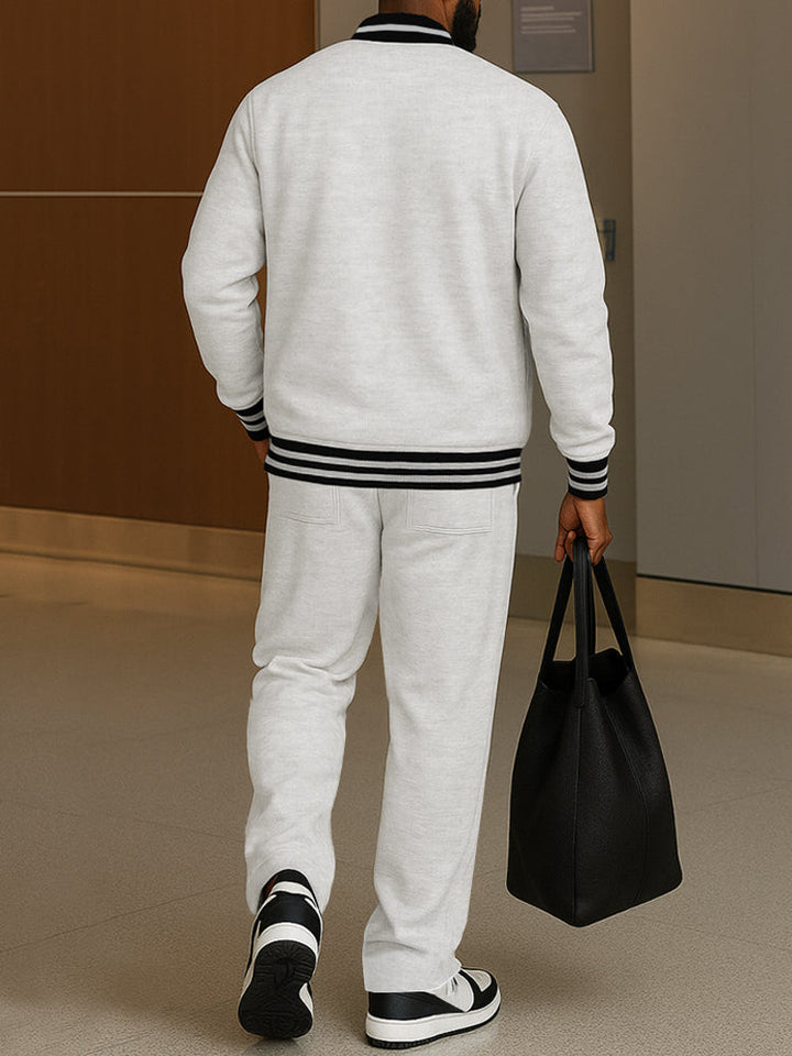 Damen Anzug Set Jacke und Hose mit Streifenbesatz für Sportbekleidung 7