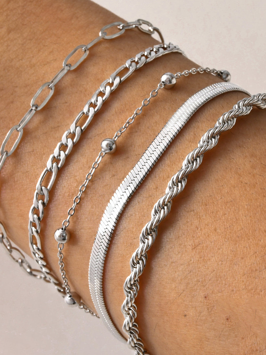 Damen Armbandset Titanstahl Geometrisch Verstellbar – Elegantes 5er-Set 3